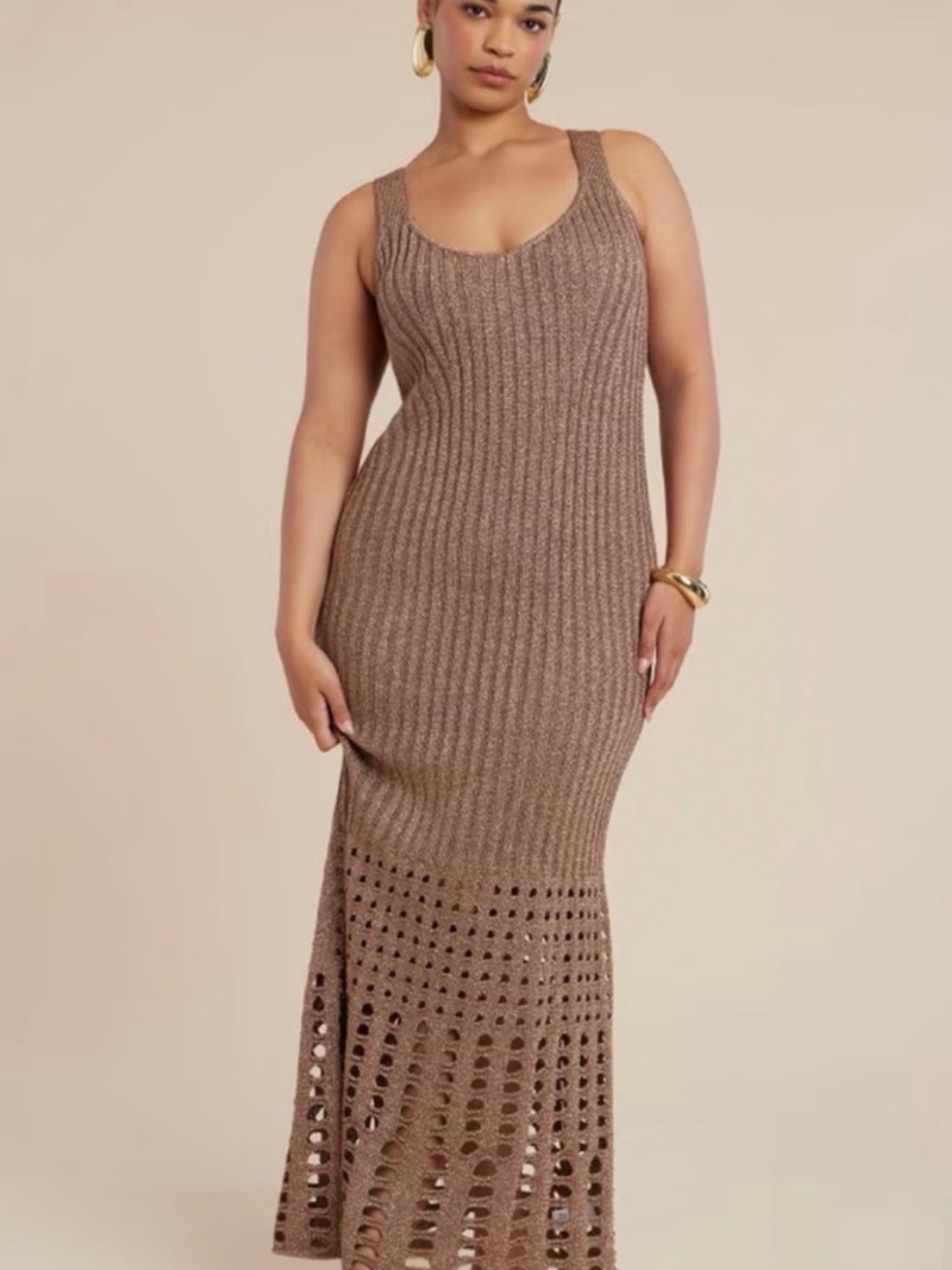 ELOQUII 14/16 Metallic Open Stitch Sweater Dress - NEW WITH TAGS